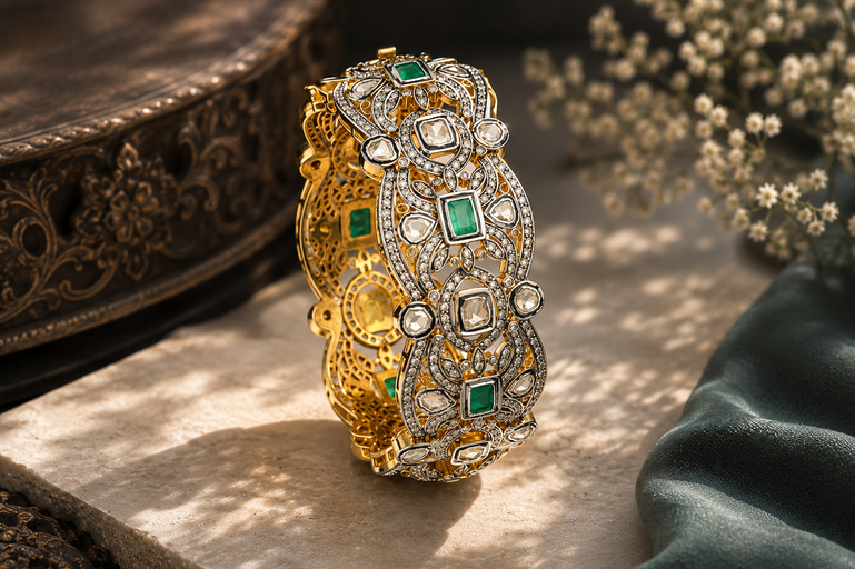 Emerald Jali Bangle Collection